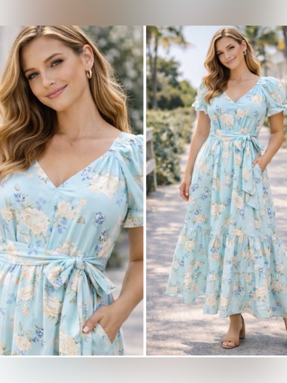 Loveshackfancy for Target Estelle blue floral midi ruffle dress women size 10